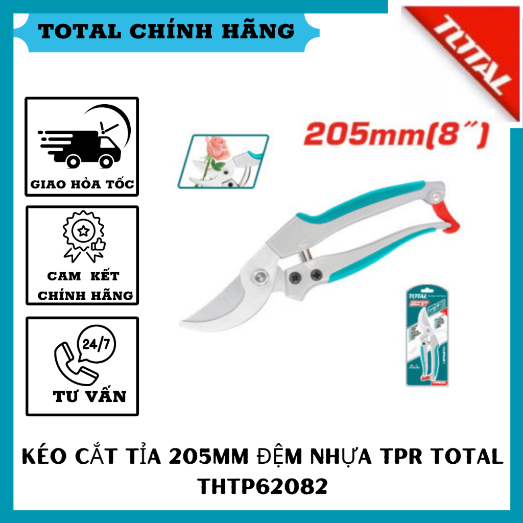 Kéo cắt tỉa 205mm 8inch đệm nhựa TPR TOTAL THTP62082 hàng chính hãng