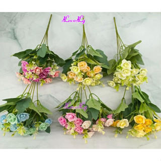 Hoa Giả - Chùm hoa hồng kim cương nhí 15 bông đủ màu trang trí nhà cửa decor quán cà phê