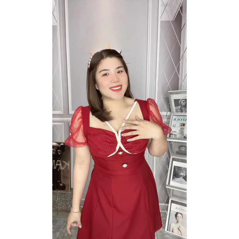 ĐẦM XỐP PHỐI LƯỚI ĐÍNH HẠT BIGSIZE 1548