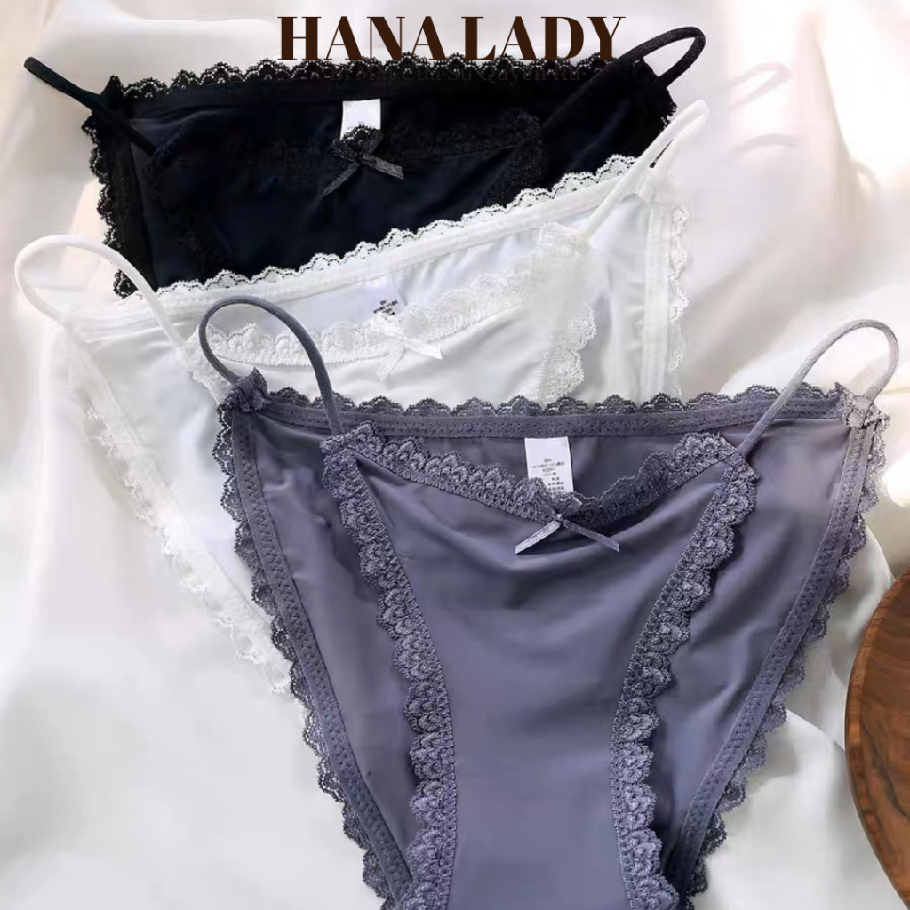 Quần lót quyến rũ - Quần chip dây thun cotton phối ren cao cấp LK097