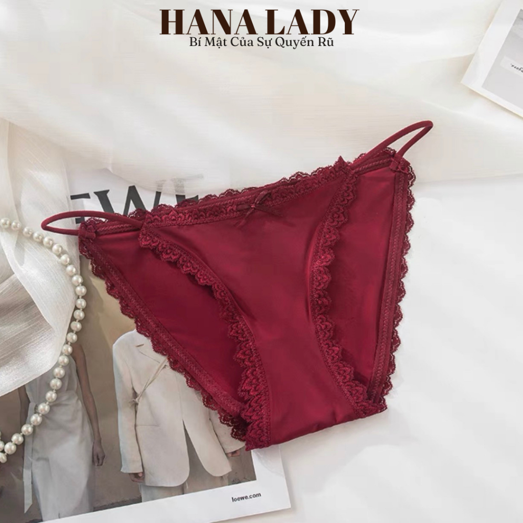 Quần lót quyến rũ - Quần chip dây thun cotton phối ren cao cấp LK097