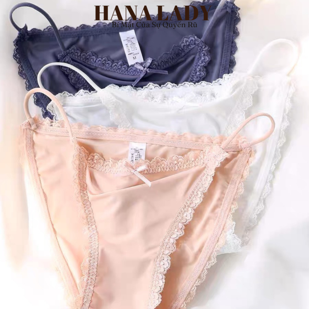 Quần lót quyến rũ - Quần chip dây thun cotton phối ren cao cấp LK097