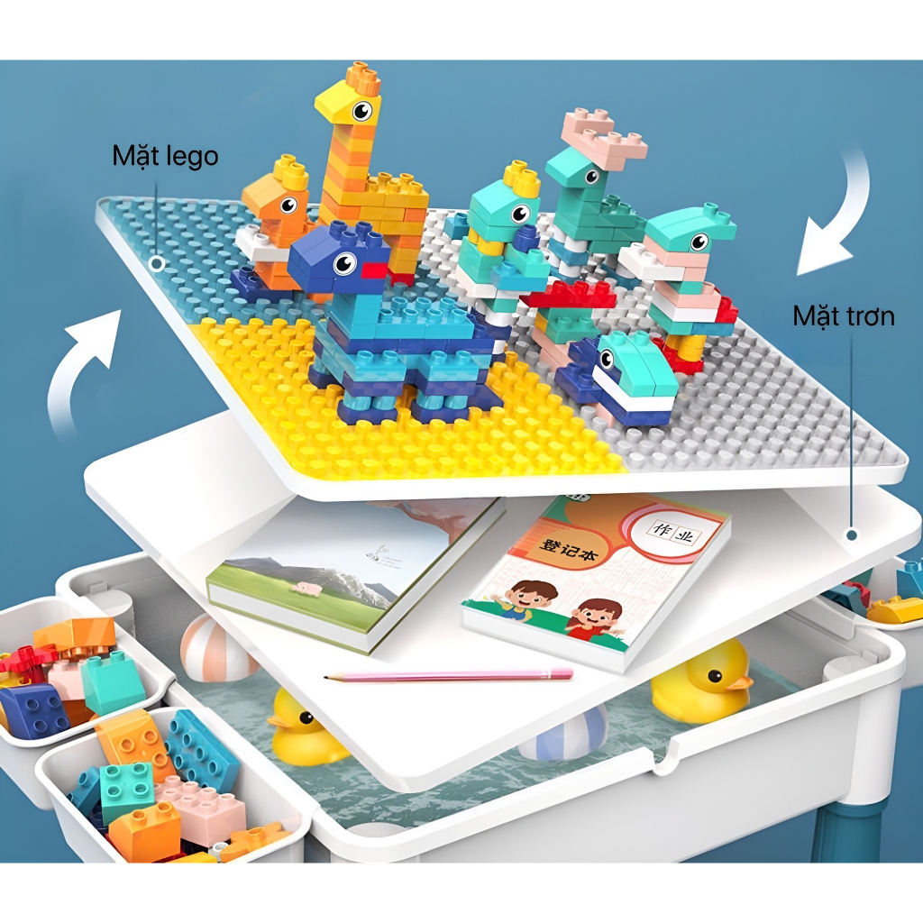 Bàn lego cho bé đa năng 110 chi tiết cao cấp bao gồm ghế