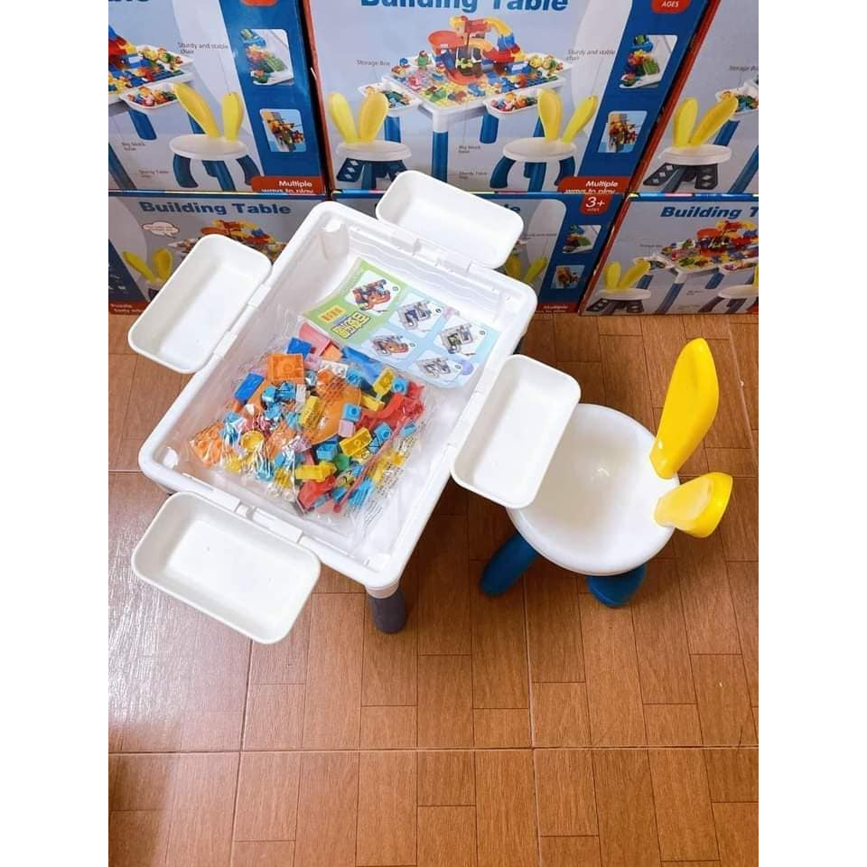 Bàn lego cho bé đa năng 110 chi tiết cao cấp bao gồm ghế
