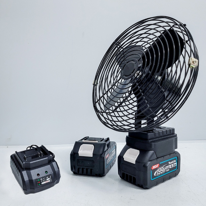 Quạt mini để bàn Quạt chạy pin Makita sạc tích điện 8 inch, sài chung pin Makita 14,4v 18v 21v