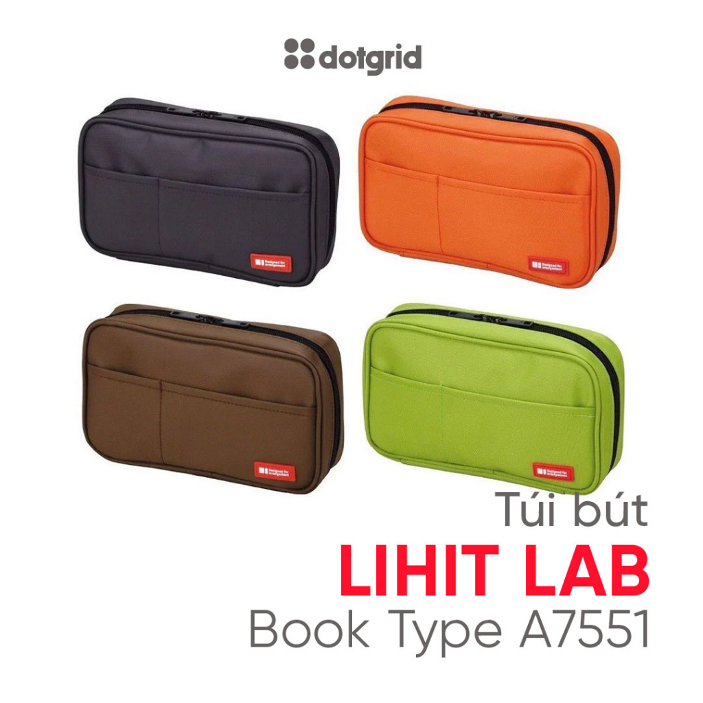 Túi bút vải nhiều ngăn đa năng Lihit Lab Book Type A7551