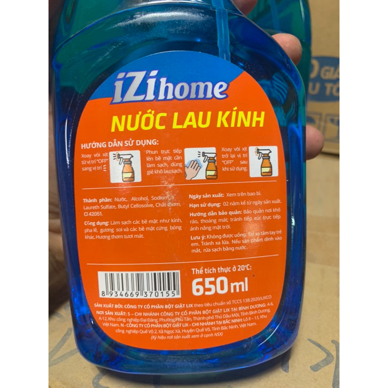 Nước lau kính IZI HOME chai 650ml siêu sạch