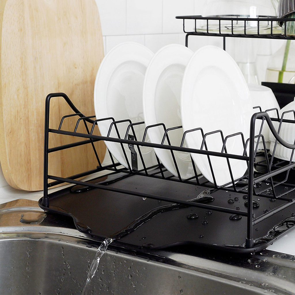 Kệ chén dĩa LocknLock 2 tầng bằng sắt 2 Tier Dish Rack LDR206BLK - Hàng chính hãng, dễ lắp đặt - K-MALL