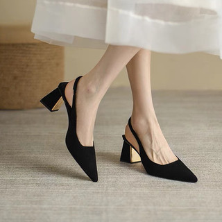 Giày sandal nữ capella gót vàng mũi nhọn da mềm êm chân cao 7p vnxk