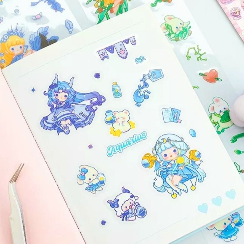 12 tấm sticker bé gái chibi cung hoàng đạo
