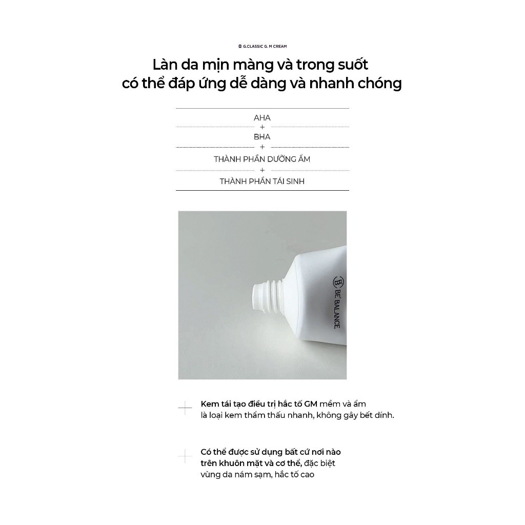 Kem dưỡng G.M Cream Gclassic - dưỡng trắng da, giảm nám, tàn nhang 50ml Bebalance