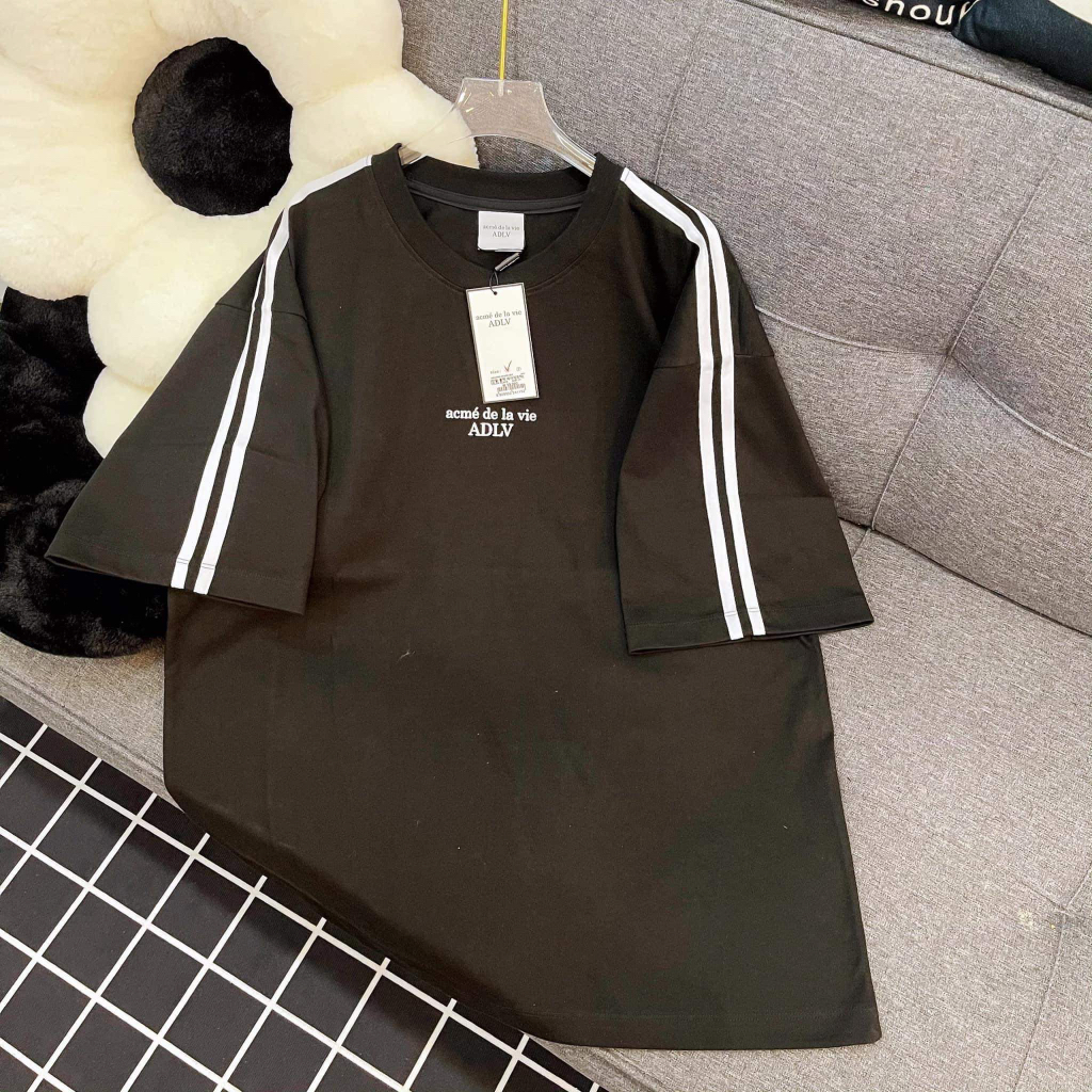 ÁO TEE ADLV BASIC ĐEN 2 SỌC CHÍNH HÃNG UNISEX