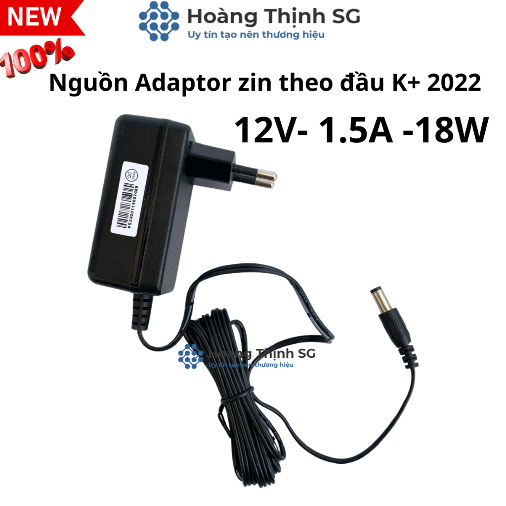 Nguồn Adaptor 12v 1.5A 18W, zin theo đầu thu K+ 2022 hàng mới