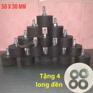 4 Cục cao su giảm chấn , Cao su chân máy , Cao su chống rung có ốc đường kính 50 cao 30 ốc 8 (mm)