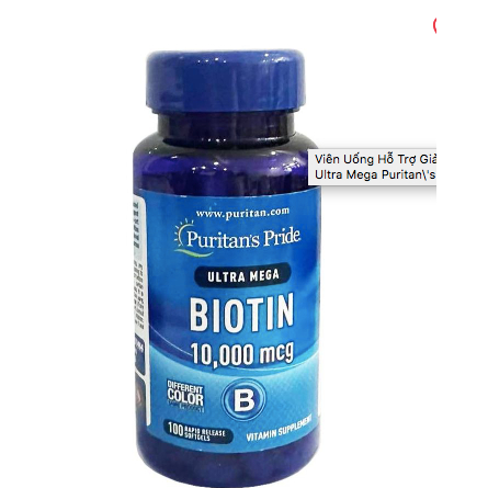 Viên Uống Hỗ Trợ Giảm Rụng Tóc Đẹp Da Biotin Ultra Mega Puritan\'s Pride, 50 viên