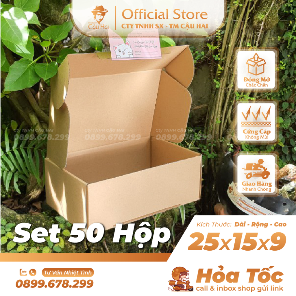 Set 50 hộp carton nắp GÀI 25x15x9