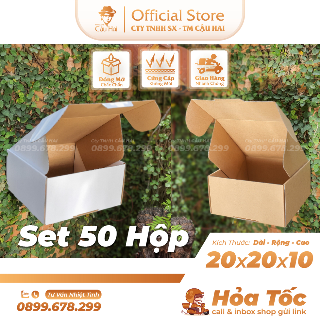 Set 50 Hộp carton nắp GÀI 20x20x10