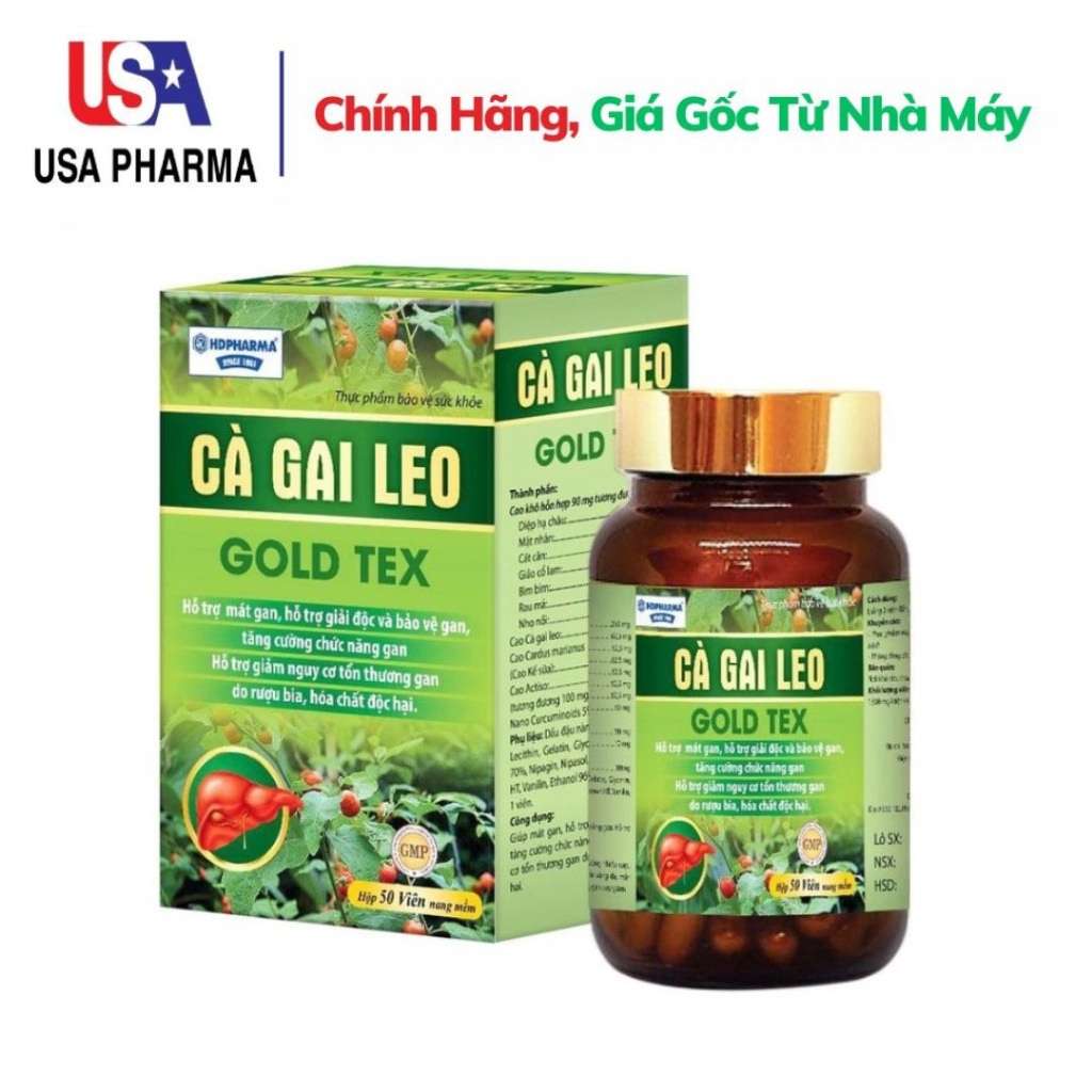 Bổ Gan Cao Cà Gai Leo, Cao Diệp Hạ Châu Mát Gan - 50 Viên [Cà Gai Leo Gold Tex Chai Xanh]