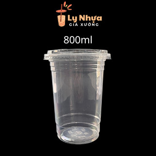 Combo 50c ly nhựa 800ml khổng lồ ly đựng trà tắc, nước mía, trà trái cây, trà sữa chất liệu lựa pp cao cấp
