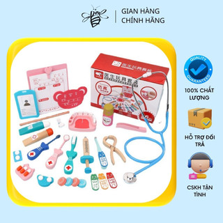 Bộ đồ chơi bác sĩ bằng gỗ loại 1- đồ chơi nhập vai- hướng nghiệp- bé tập làm bác sỹ