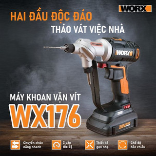 Máy khoan vặn vít dùng pin li-ion 20v wx176 - worx orange