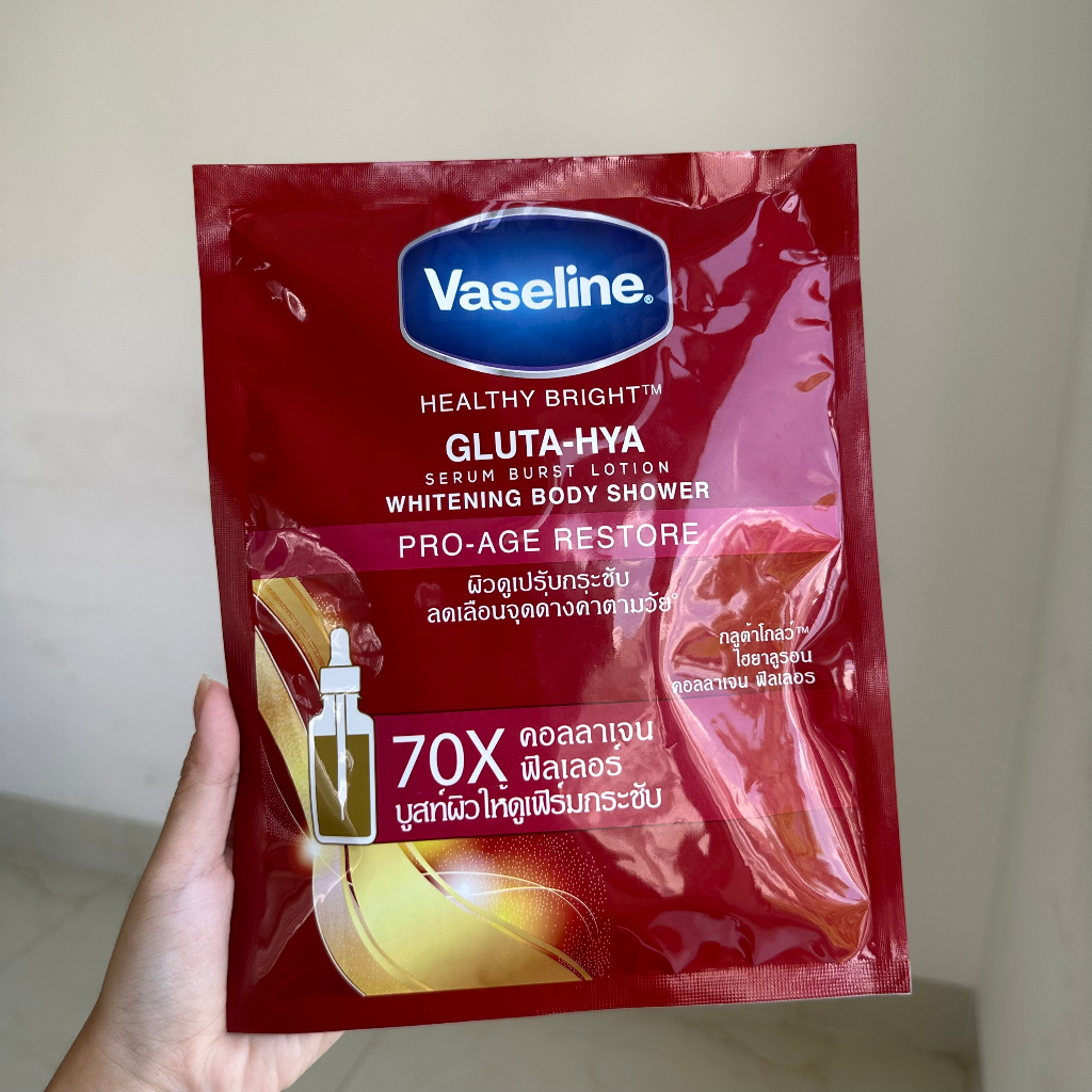 Kem tắm trắng da Vaseline Thái Lan whitening body shower 120gr - Dạng gói