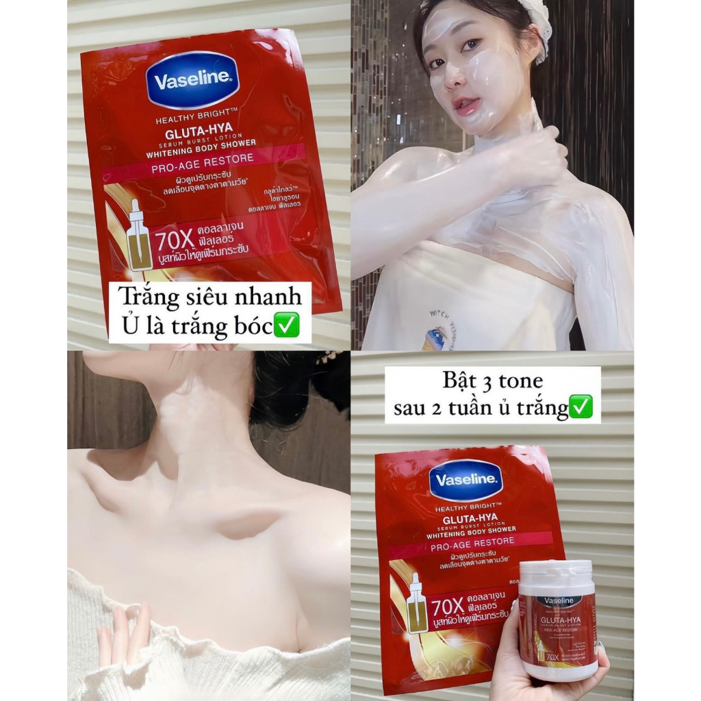 Kem tắm trắng da Vaseline Thái Lan whitening body shower 120gr - Dạng gói