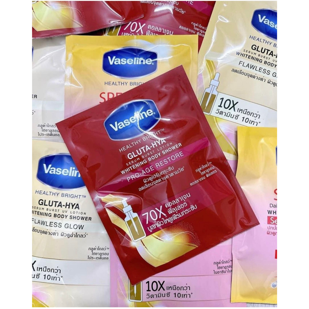 Kem tắm trắng da Vaseline Thái Lan whitening body shower 120gr - Dạng gói