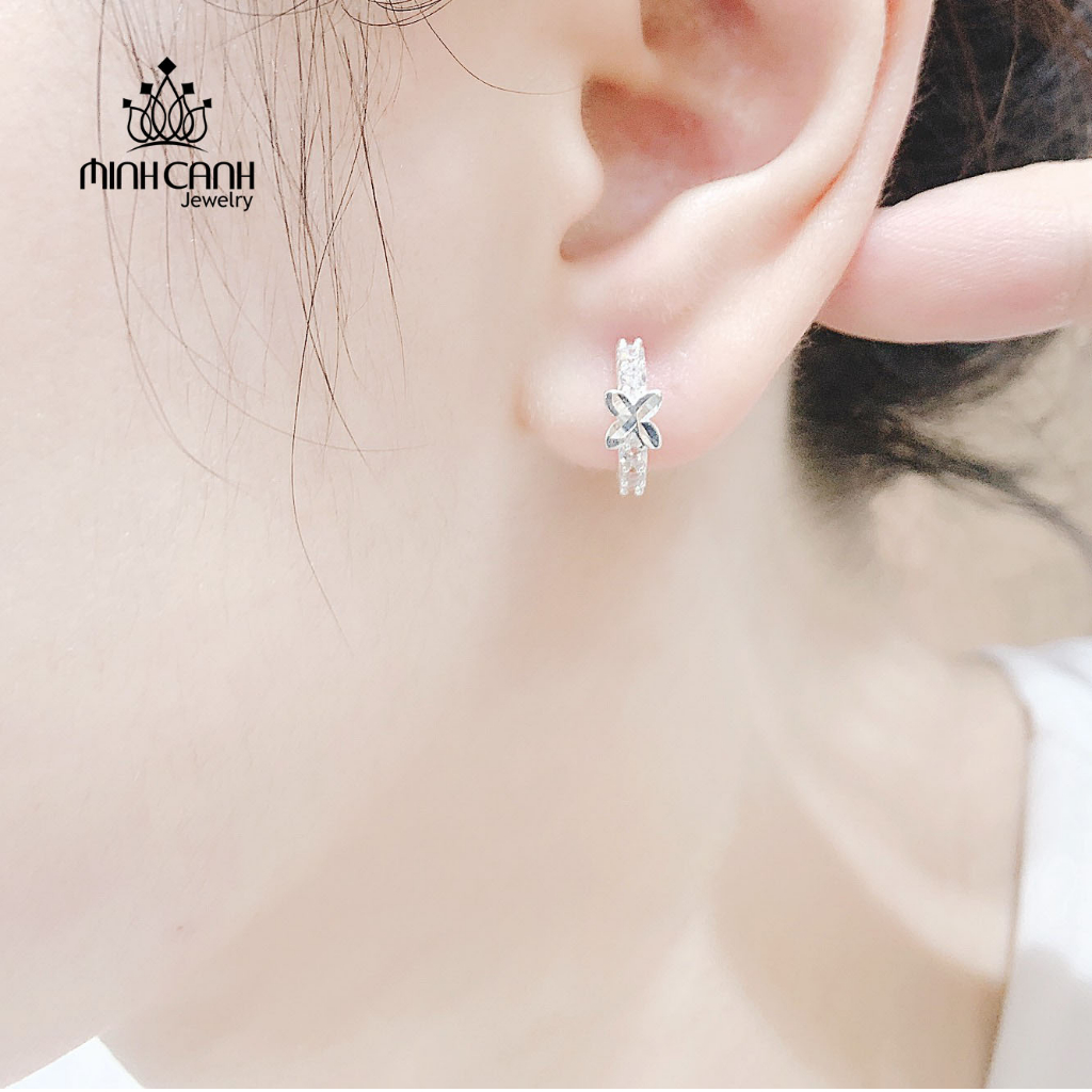 Bông Tai Bấm Tròn Đá Mix Hoa - Minh Canh Jewelry