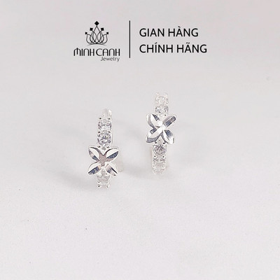 Bông Tai Bạc Bấm Tròn Đá Mix Hoa - Minh Canh Jewelry