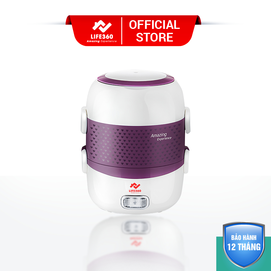 Hộp cơm cắm điện - Hộp cơm hâm nóng 2 tầng Life360 EL-ALS263 , nấu chín và hâm nóng đồ ăn,bảo hành chính hãng 1 năm