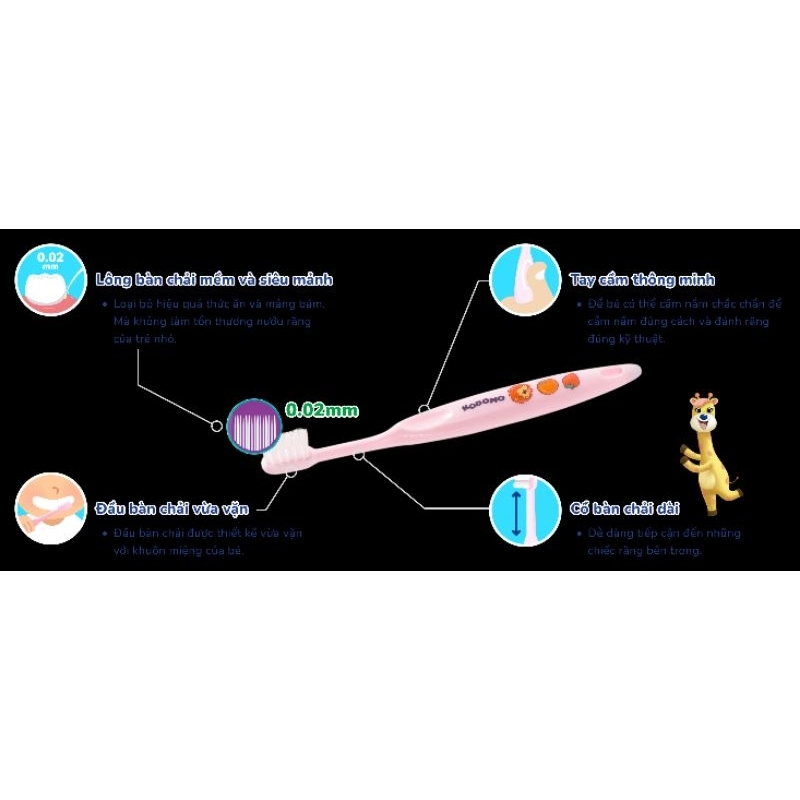 Set 3 bàn chải đánh răng nhật cho bé