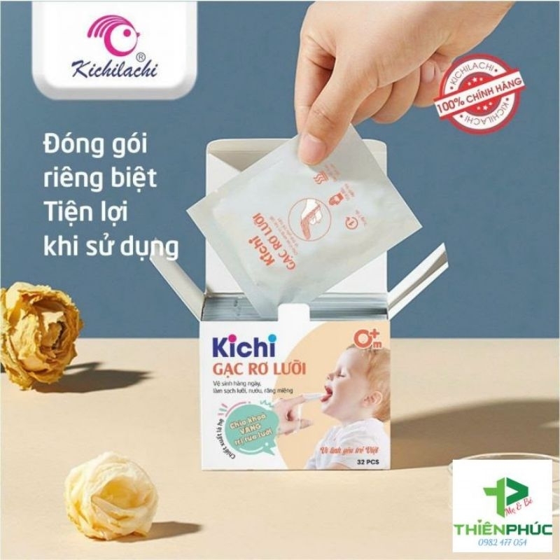 Gạt rơ lưỡi cho bé Kichi hộp 32 gói