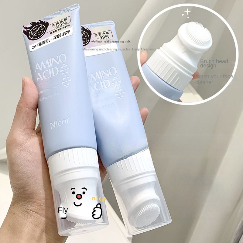 Sữa Rửa Mặt Tạo Bọt Kèm Đầu Massage Silicon Rửa Sạch Sảng Khoái Dưỡng Ẩm Cho Nam Nữ 120ml