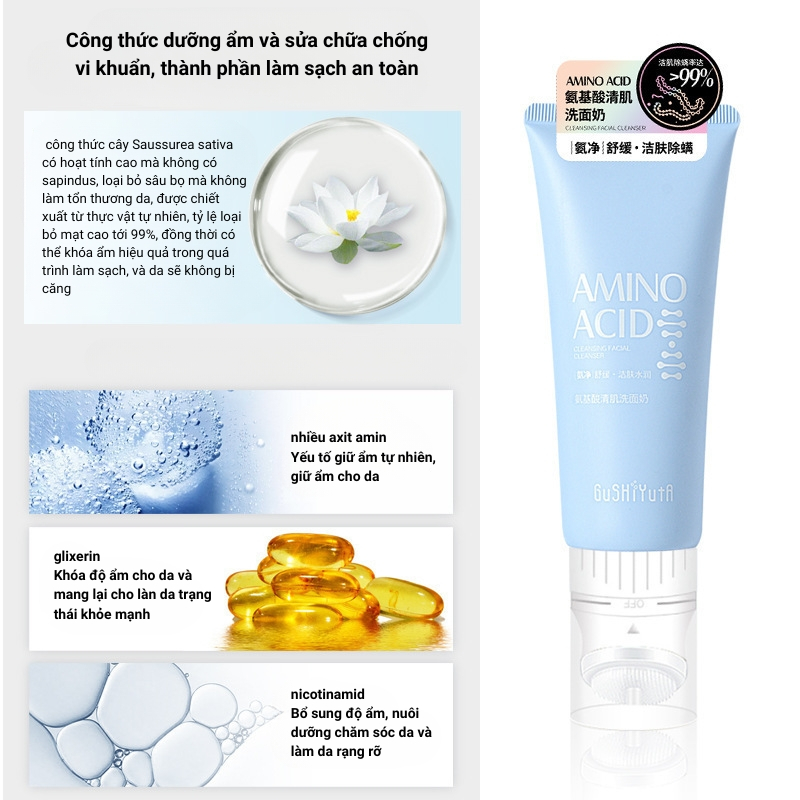 Sữa Rửa Mặt Tạo Bọt Kèm Đầu Massage Silicon Rửa Sạch Sảng Khoái Dưỡng Ẩm Cho Nam Nữ 120ml