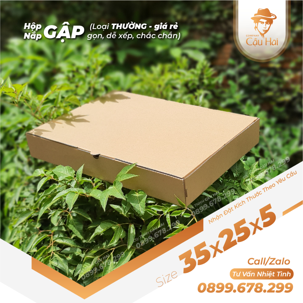 Set 20 hộp carton nắp GẬP 35x25x5