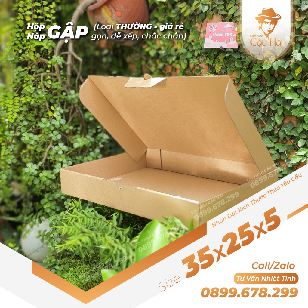 Set 20 hộp carton nắp GẬP 35x25x5