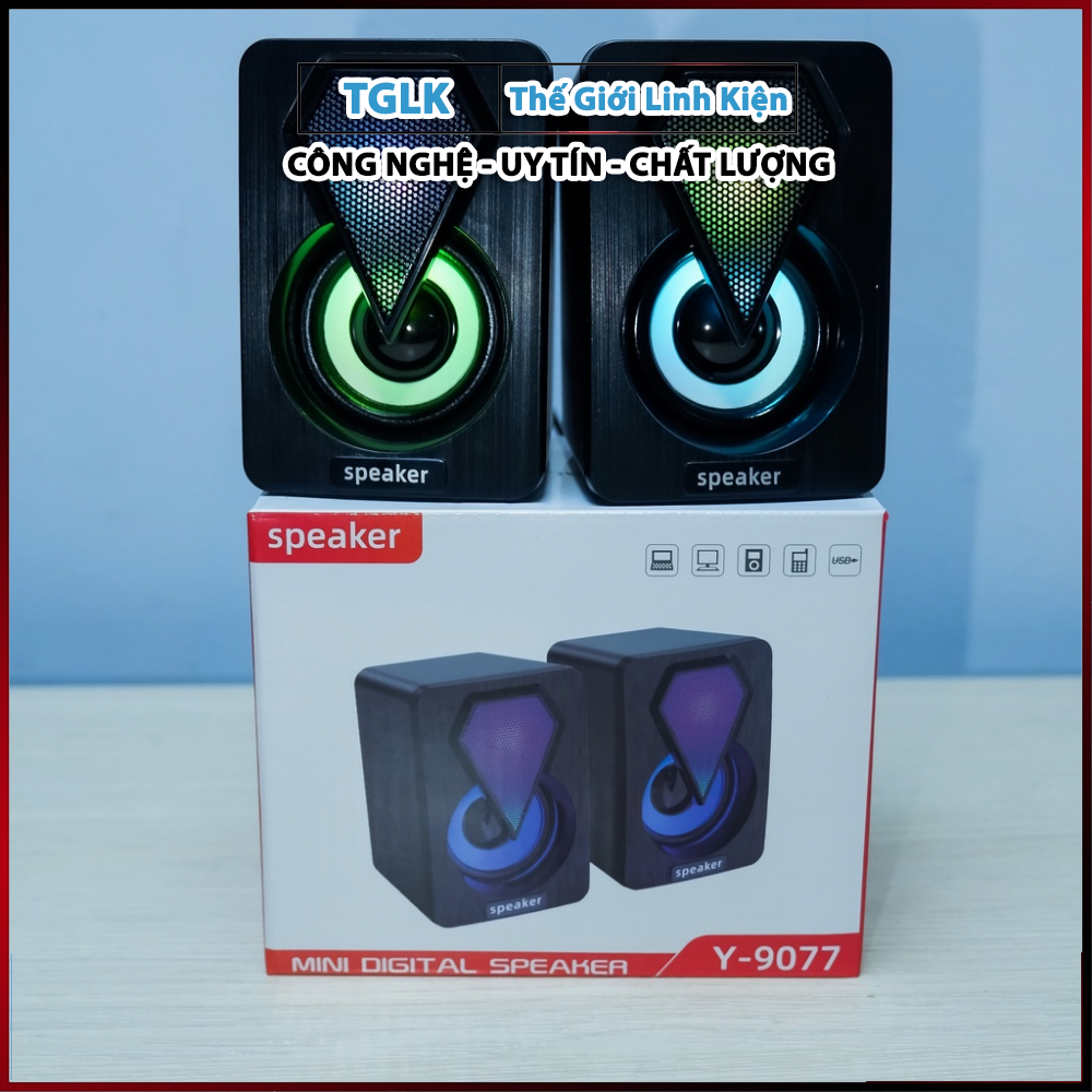 Loa Máy Tính 2.0 Speaker Y-9077 Mini LED RGB Mới Chính Hãng