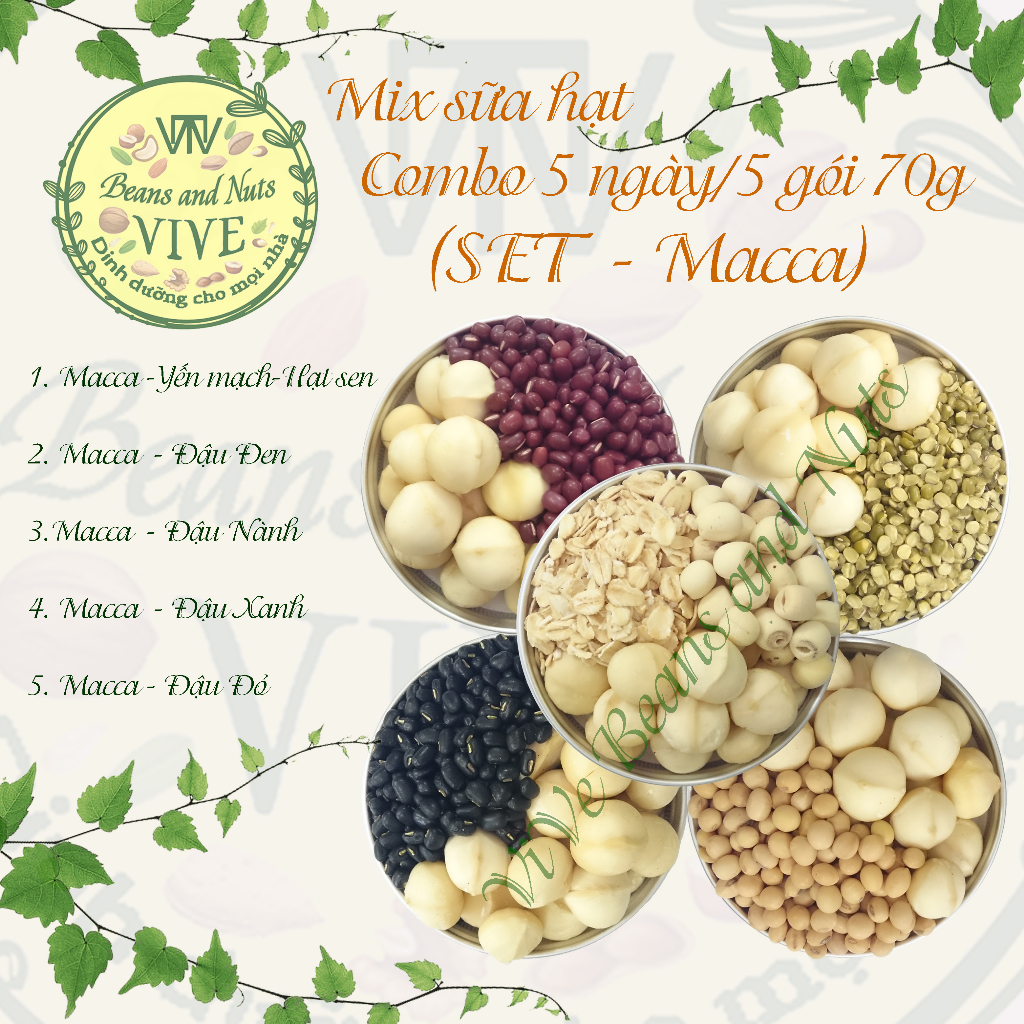 Combo 5 ngày (SET MACCA) 5 gói 70g mix sữa hạt