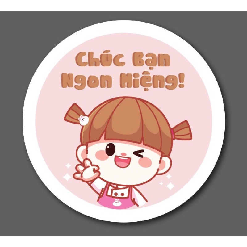 Set 50 miếng dán In194 cao cấp , Sticker dán chống thấm nước - 4x4cm - CHÚC BẠN NGON MIỆNG