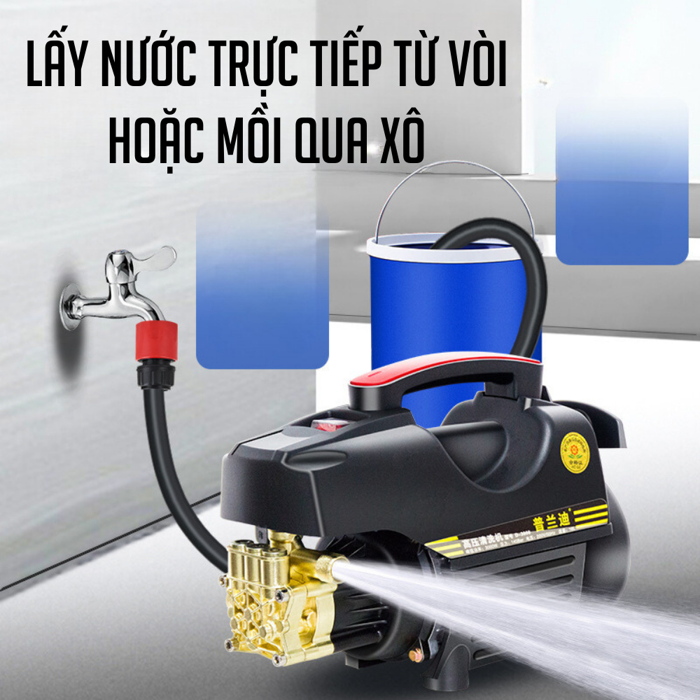 Máy rửa xe cao áp 3000W, Lõi đồng, Máy rửa xe Mini bảo hành 24 tháng, Máy xịt rửa gia đình tặng bình bọt tuyết-K1862