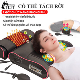 Gối massage mát-xa cổ vai gáy eo hông 20 đầu, đa năng có gồm túi khí và túi thảo dược FU201