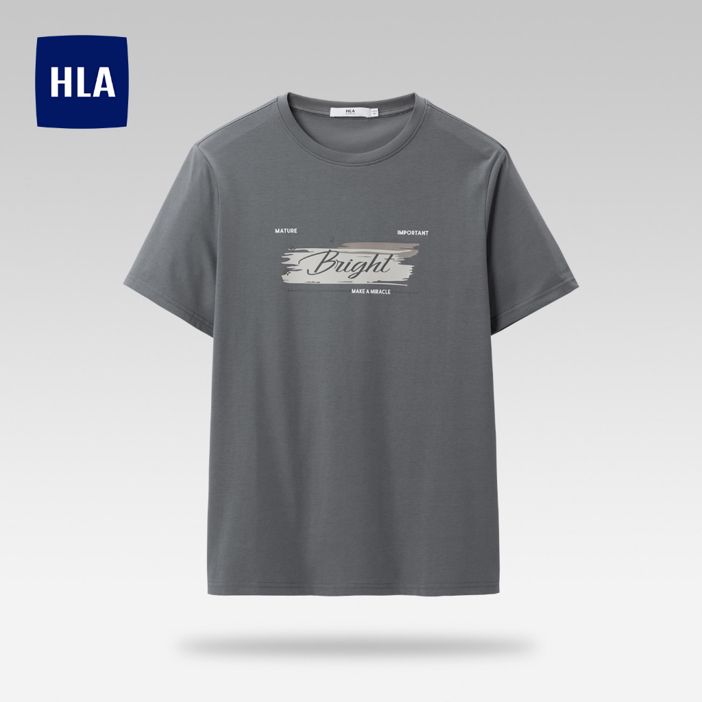 HLA -  Áo thun nam ngắn tay in chữ cotton mát lạnh Letter printed cool feeling short-sleeved T-shirt
