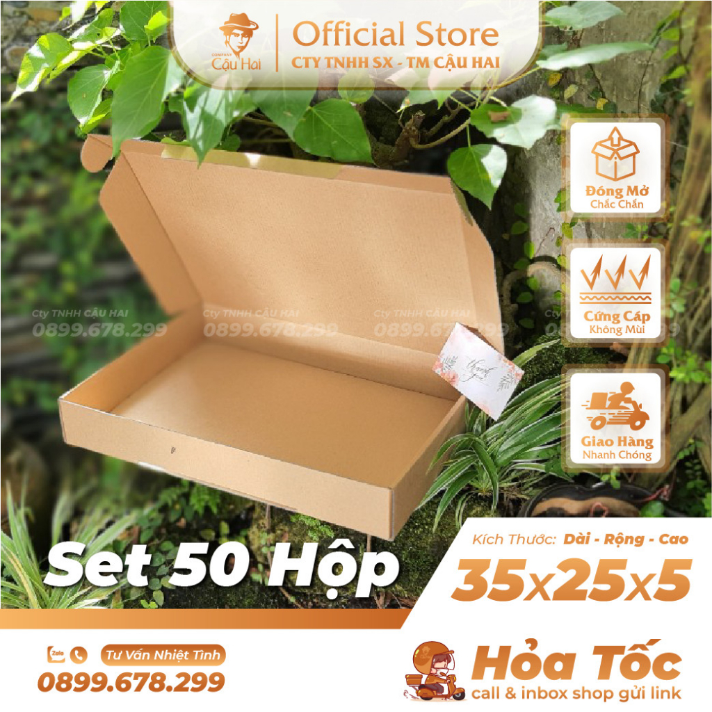 Set 50 Hộp carton nắp GÀI 35x25x5
