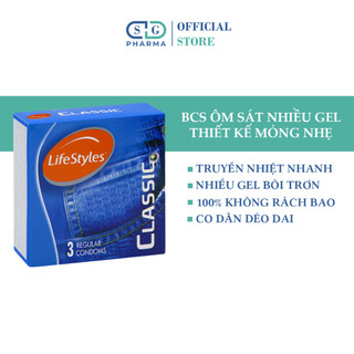 Bao cao su lifestyles classic thiết kế mỏng ôm sát cao cấp hộp 3 bao