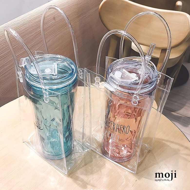 Túi trong suốt đựng bình cốc ly giữ nhiệt kích thước 25x10x10cm nhựa PVC cao cấp