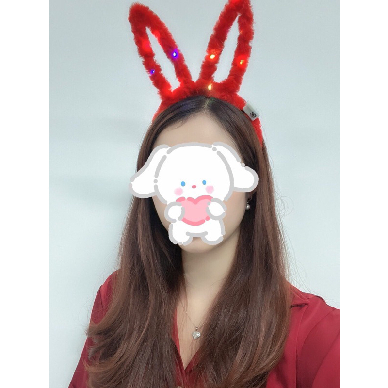 Cài tóc, bờm tóc tai thỏ phát sáng 3 chế độ dùng để hoá trang Halloween vô cùng dễ thương