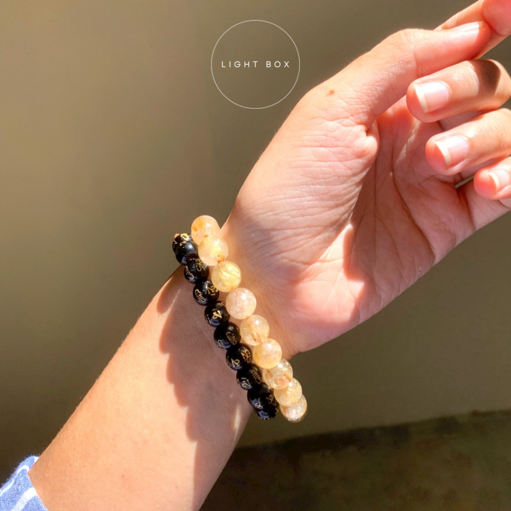 Vòng tay pha lê tóc vàng RUTITALED QUARTZ, phong thủy, may mắn, nối đất, thành công