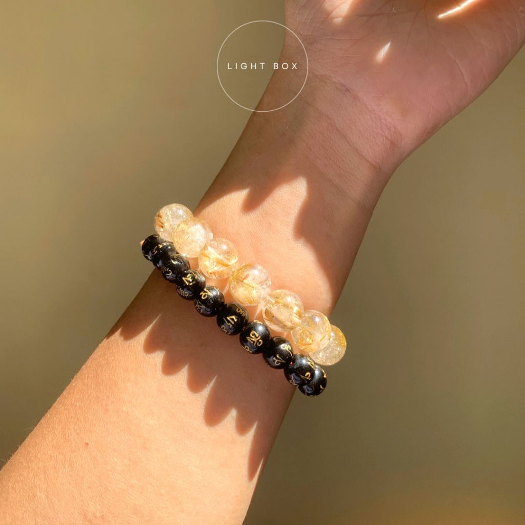 Vòng tay pha lê tóc vàng RUTITALED QUARTZ, phong thủy, may mắn, nối đất, thành công