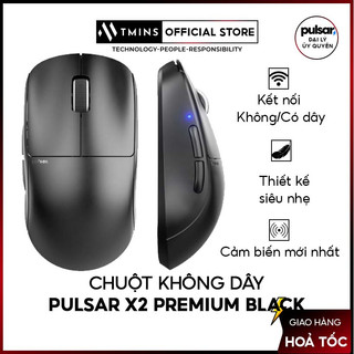 Chuột không dây siêu nhẹ Pulsar X2 Premium Black - Hàng chính hãng